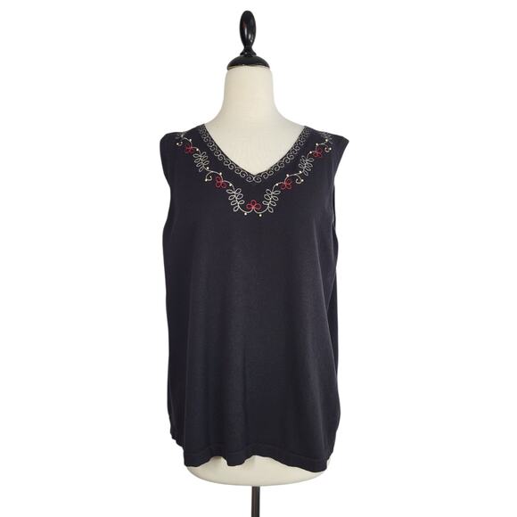 Maggie Barnes Beaded Cardigan 2-Pc Sweater Tank Set 2X Black Boho Artsy Evening - Picture 6 of 15